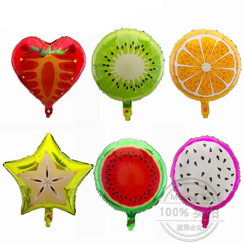 

50pcs 18inch Fruit Foil Helium Balloon Watermelon Kiwi Strawberry Orange Pineapple Summer Party Decoration Supplies Kids Toy