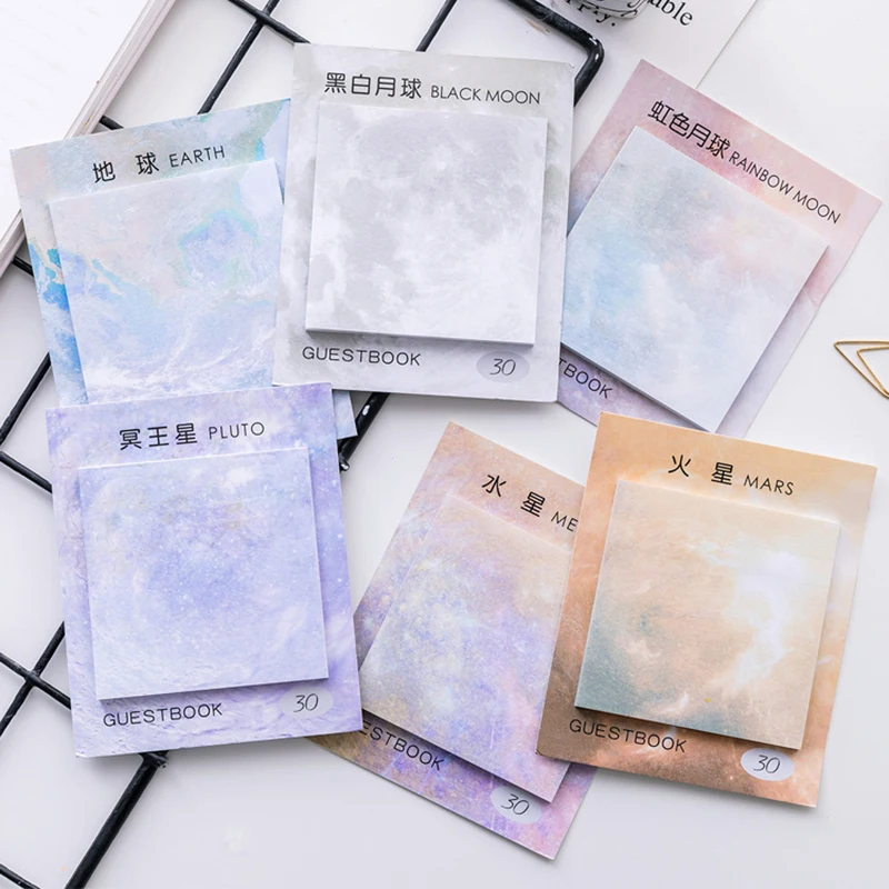 Милый Kawaii Planet блокнот для заметок Kawai Moon Sticky Note Block школьные канцелярские