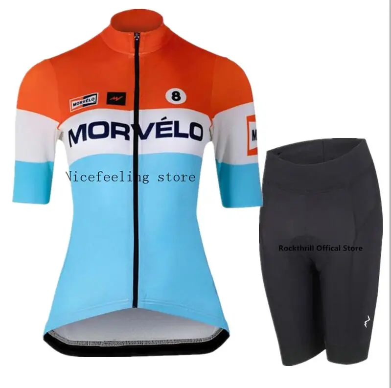 Morvelo для женщин Велоспорт Джерси комплект с коротким рукавом быстро сохнет