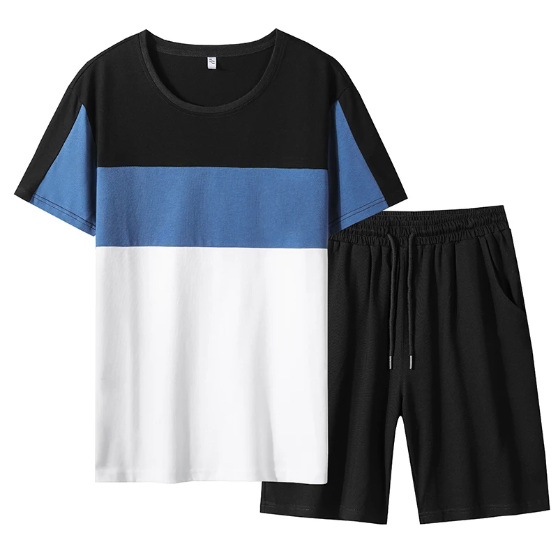 

Men's Set New Summer Tracksuit 2 Piece Suit Fashion T Shirt + Shorts Male Casual Sportswear Clothing Asian Size M-5XL