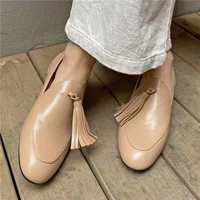 womens genuine leather round toe flats tassel oxfords slip on comfort driving shoes slippers ankle boots 34 35 36 37 38 39 40