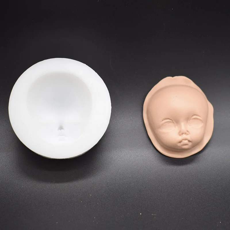 

Concrete Silicone Molds 3D Cute Baby Face Design DIY Fondant Cake Anime Sculpture BJD Doll Head Mold