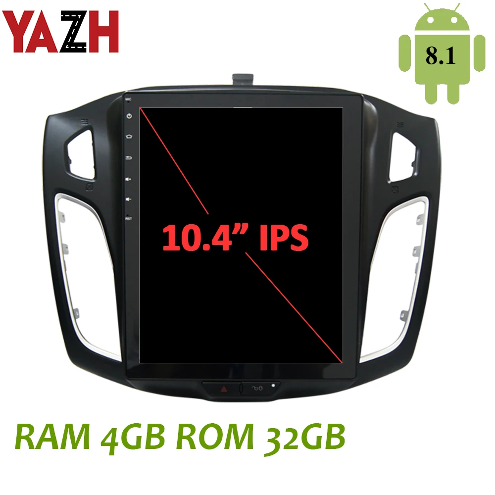 YAZH для Ford Focus 2012-2017 Авто радио мультимедиа с Android 8 1 OS 10 4 &quotIPS Tesla стиль дисплей Bluetooth