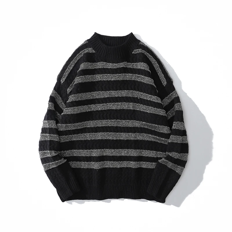 

Harajuku Color Match Striped Streetwear Sweaters Men and Women Pullover Crew Neck Oversize Casual Sweater Knitted Loose Tops