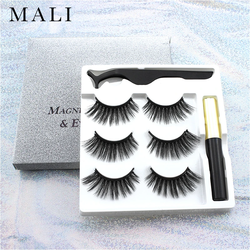 3 пары магнитных подводок для ресниц набор накладных и пинцетов долговечные