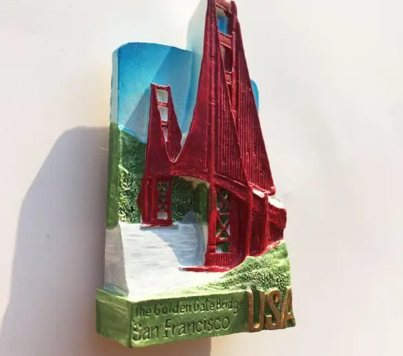 Мост с золотыми воротами Сан-Франциско Калифорния магнит на холодильник из смолы