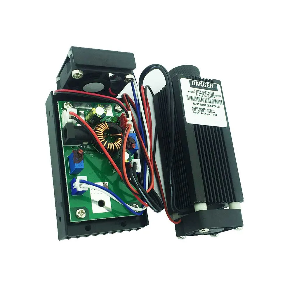 Мощный Фокусируемый 808нм 1000 мВт инфракрасный лазерный модуль невидимый 1 Вт ИК лазер ЧПУ лазерная указка Диодная с ttl драйвер платы Вентилятор охлаждения