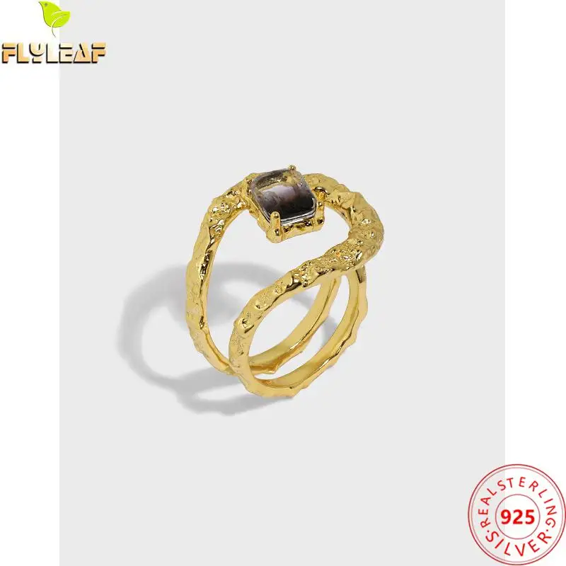 

Светильник кие роскошные открытые кольца из 18-каратного золота с двойным слоем турмалина для женщин, тонкие серебряные женские ювелирные у...