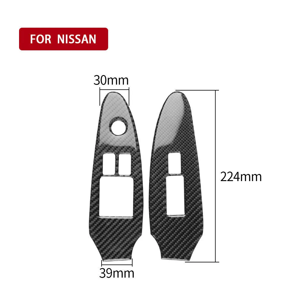

2Pcs Carbon Fiber Window Lift Switch Panel Frame Trim For Nissan 370Z 2009-2020 Decorative Strip For Window Lift Switch