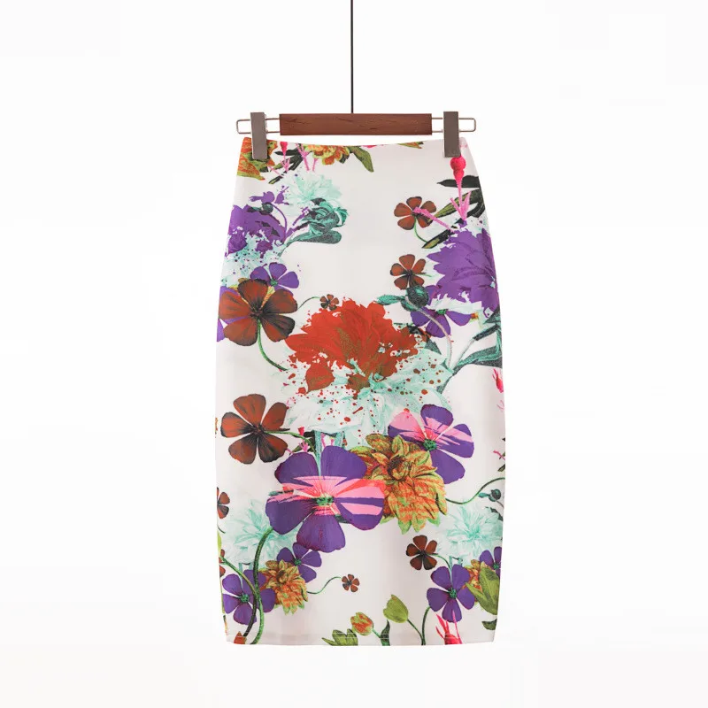 Mayata 2019 Women Skirts 20 Colors Print Flowers Pencil Skirt Summer Casual Fashion Plus Size Faldas Mujer Jupe | Женская одежда