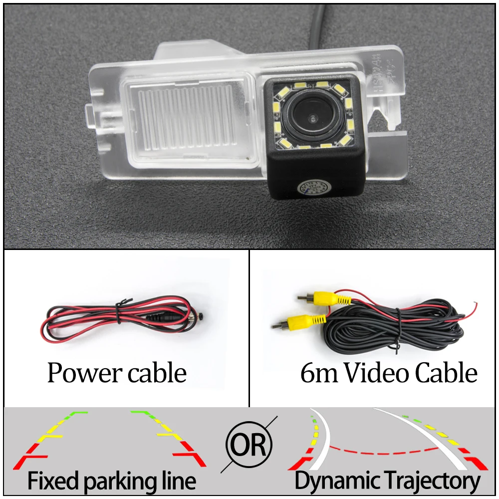 12LED Camera Only Фиксированная или динамическая траектория камера заднего вида для SsangYong Ssang Yong Rexton Kyron Korando Actyon Rodius автомобильные аксессуары для парковки - Название цвета: 12LED Camera Only