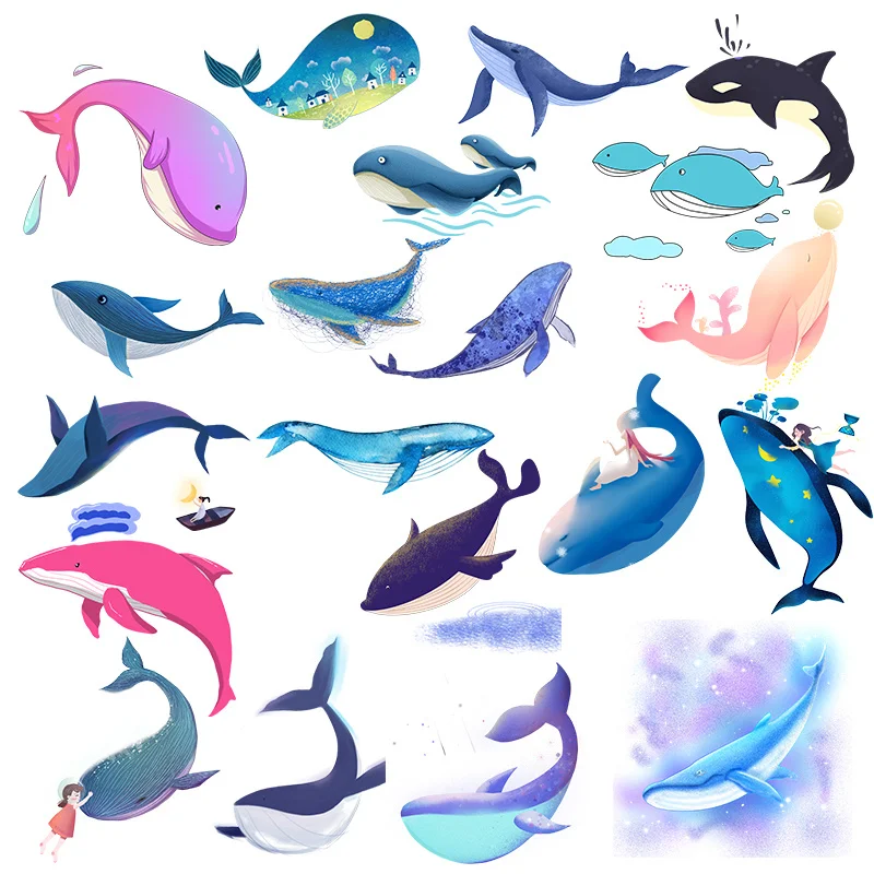 

Ocean Dolphin Whale Patch Applique Iron-On Tansfers For Clothing Stickers Heat Thermal Transfer Patches For Clothes Washable