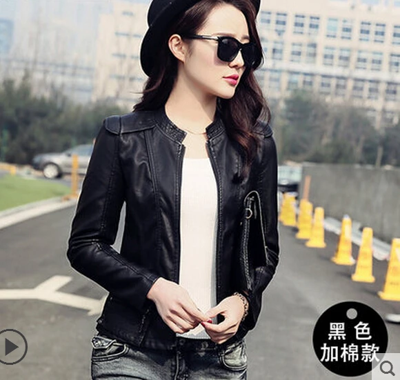 

Shipping 2021 Free Spring New Locomotive Small Leather Women Short Paragraph Slim Pu Wallet Kepi Black Clothing Coat / M-5xl