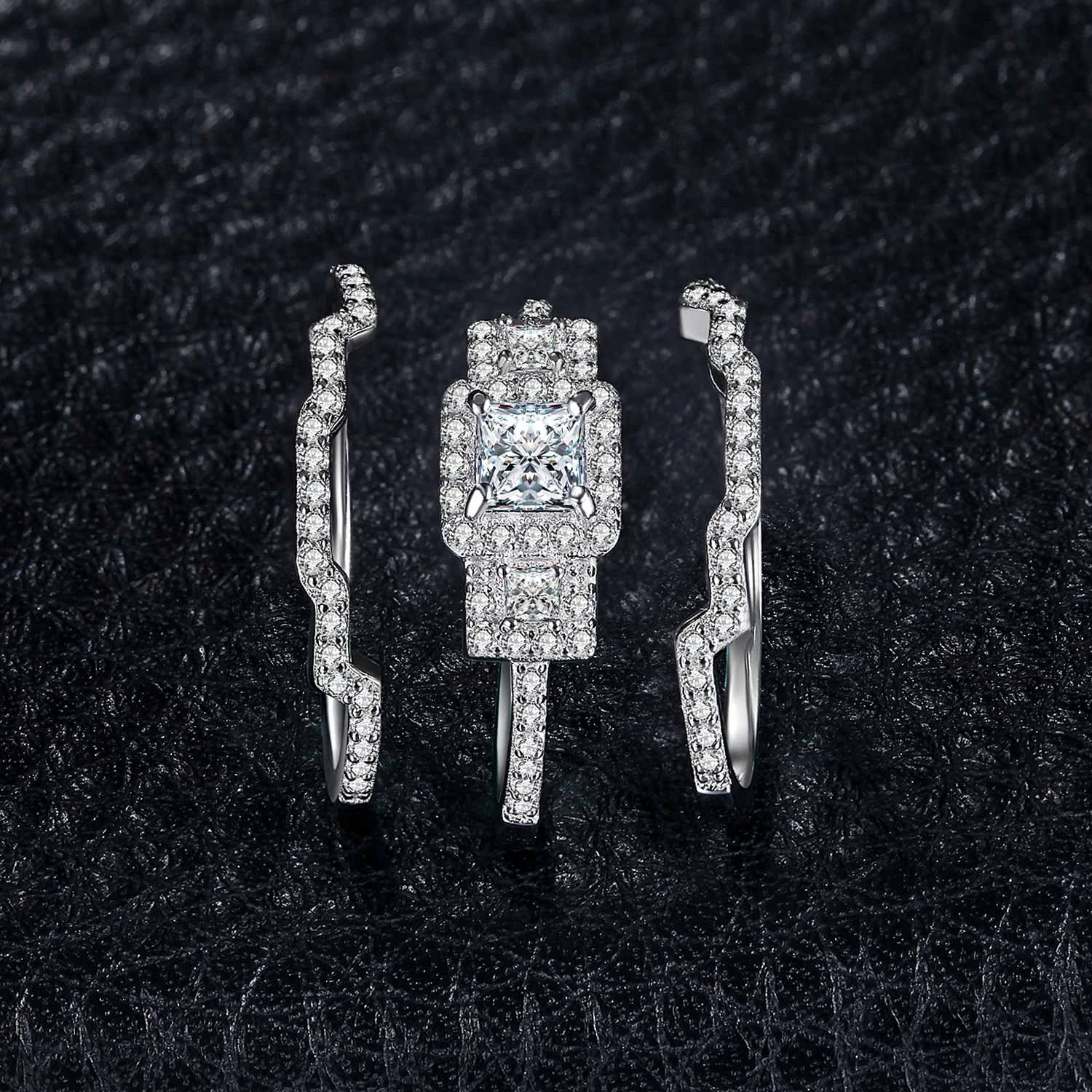 JewelryPalace 3 камня Принцесса Cut CZ Юбилей Promise обручальное Обручение кольцо свадебный 925 пробы серебро