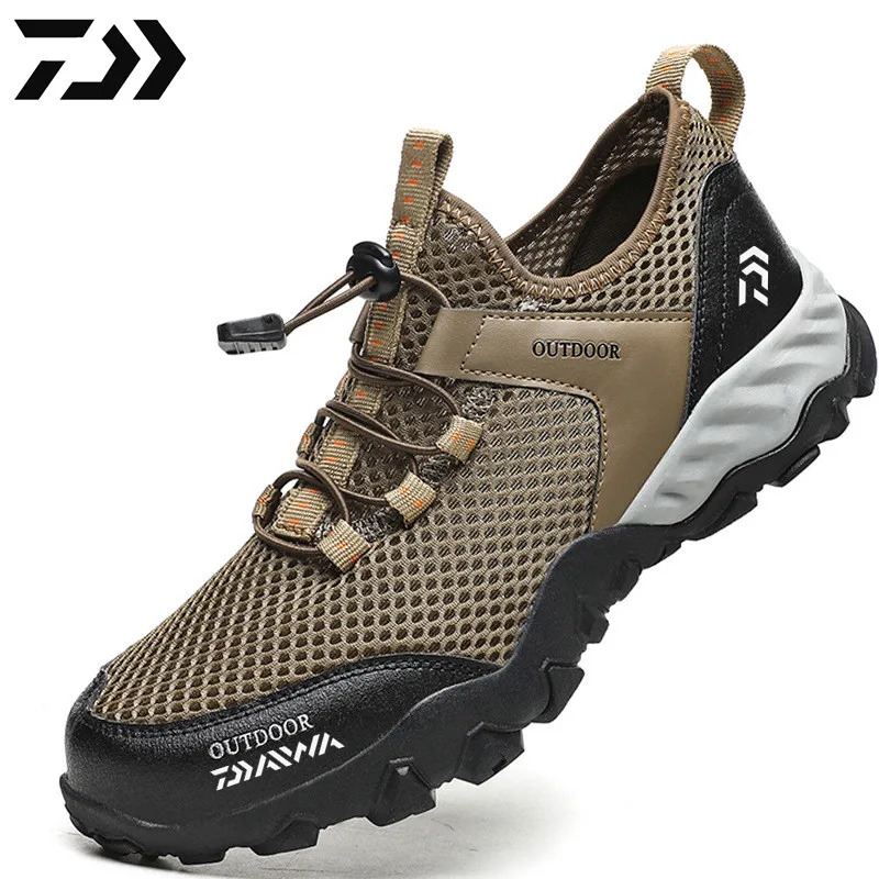 

2021 DAIWA рыболовные ботинки, летние мужские дышащие Нескользящие сетчатые ботинки для рыбалки, открытые спортивные ботинки для рыбалки