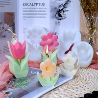 3d tulip candle molds aromatic candle silicone forms flower shape plaster making diy handmade tool