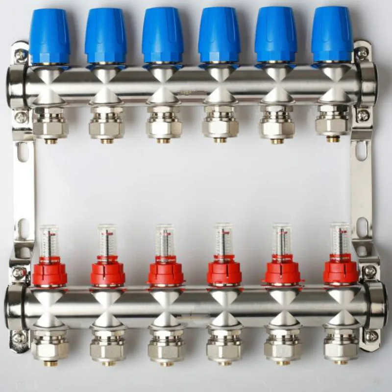 2 9 way DN25 домашний нагревательный коллектор для пола из нержавеющей стали водяной