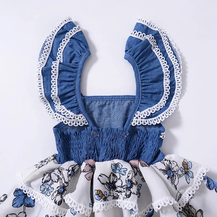 

Sweet Ins Toddler Baby Girls Ruffles Fly Sleeve Sundress Halter Candy Floral Print Cute Toddler Baby Dresses