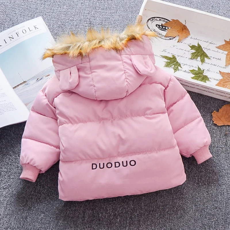 Детские пальто с меховым капюшоном для маленьких девочек коллекция 2019 года