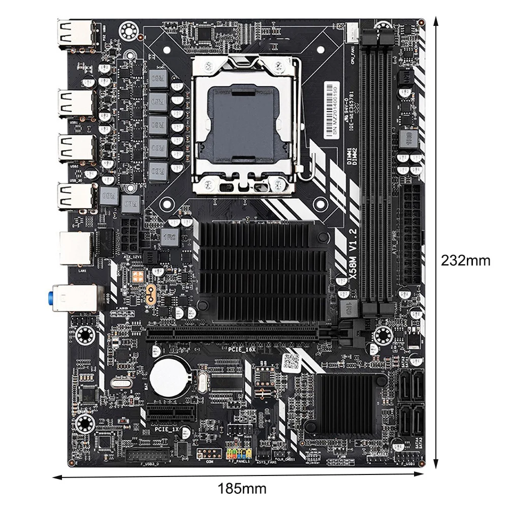 

Материнская плата X58M 2,0 для компьютера, двухканальная DDR3 ECC 32 ГБ, USB 2,0 SATA 2,0, материнская плата с поддержкой ЦП серии LGA1366