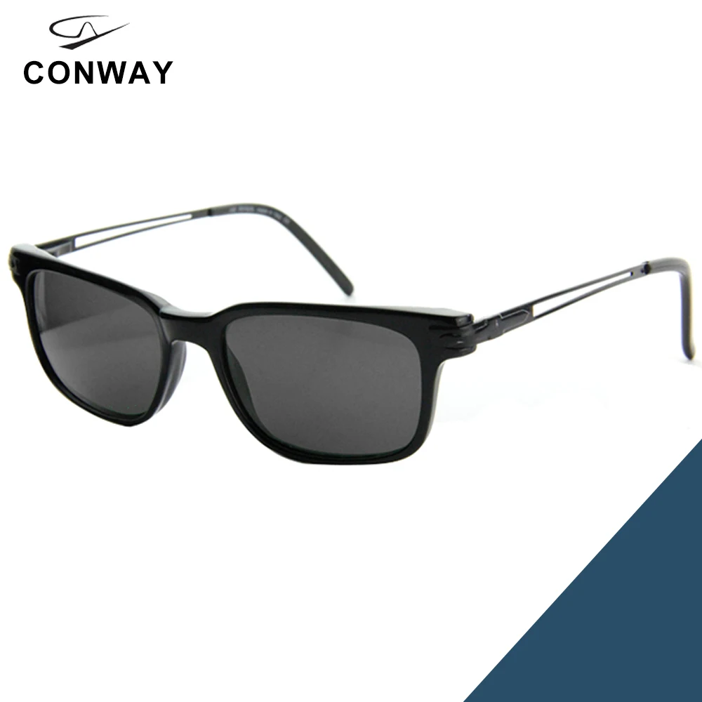 Conway, ультра тонкие солнцезащитные очки для женщин и мужчин, легкие солнцезащитные очки, тонкие заушники, маленькие прямоугольные линзы, брендовые дизайнерские очки - Цвет линз: M.Black-Gray