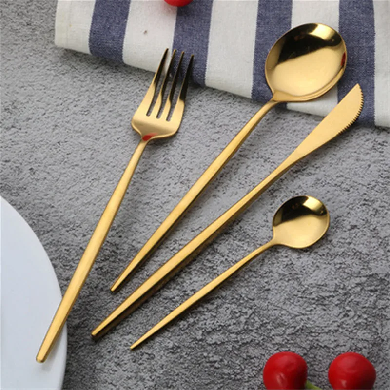 Модный черный набор столовых приборов из нержавеющей стали портативная дорожная