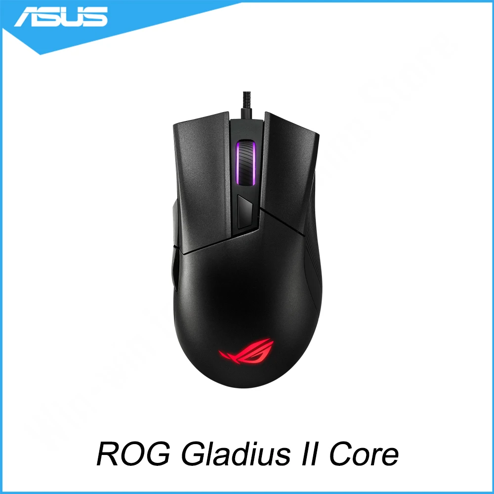 

ASUS ROG Gladius II Core Lightweight Ergonomic Wired Optical Gaming Mouse With 6200-dpi Sensor Aura Sync Lighting