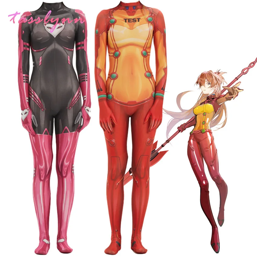 

Rebuild EVA Anime Cosplay Test Asuka Langley Soryu AYANAMI Makinami Cosplay Spandex Suit Sexy Costume for Girls Zentai Bodysuit