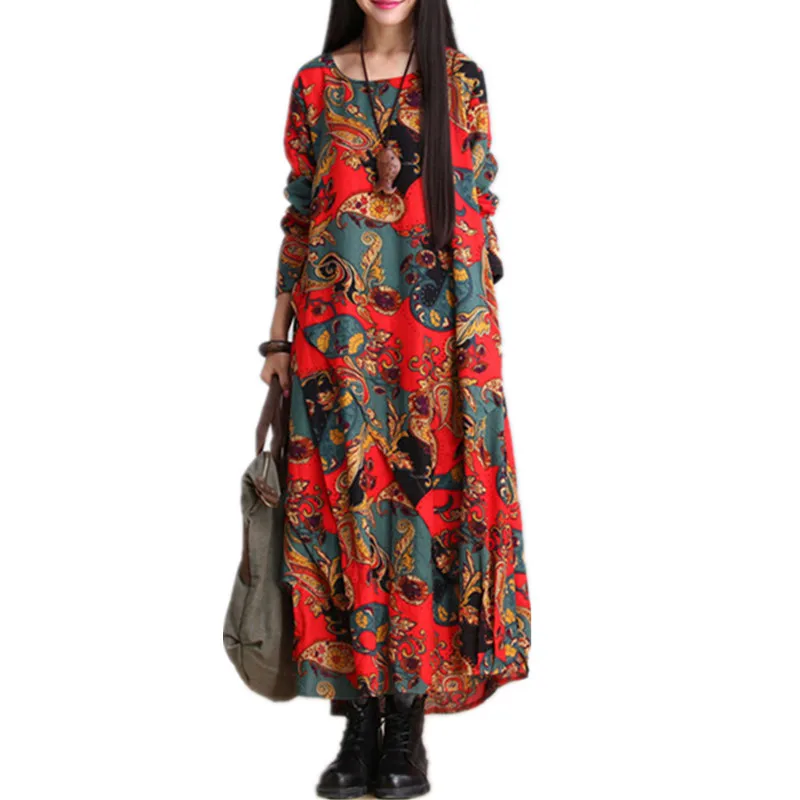 Новинка сезон зима осень детское платье из хлопка и льна с винтажным принтом