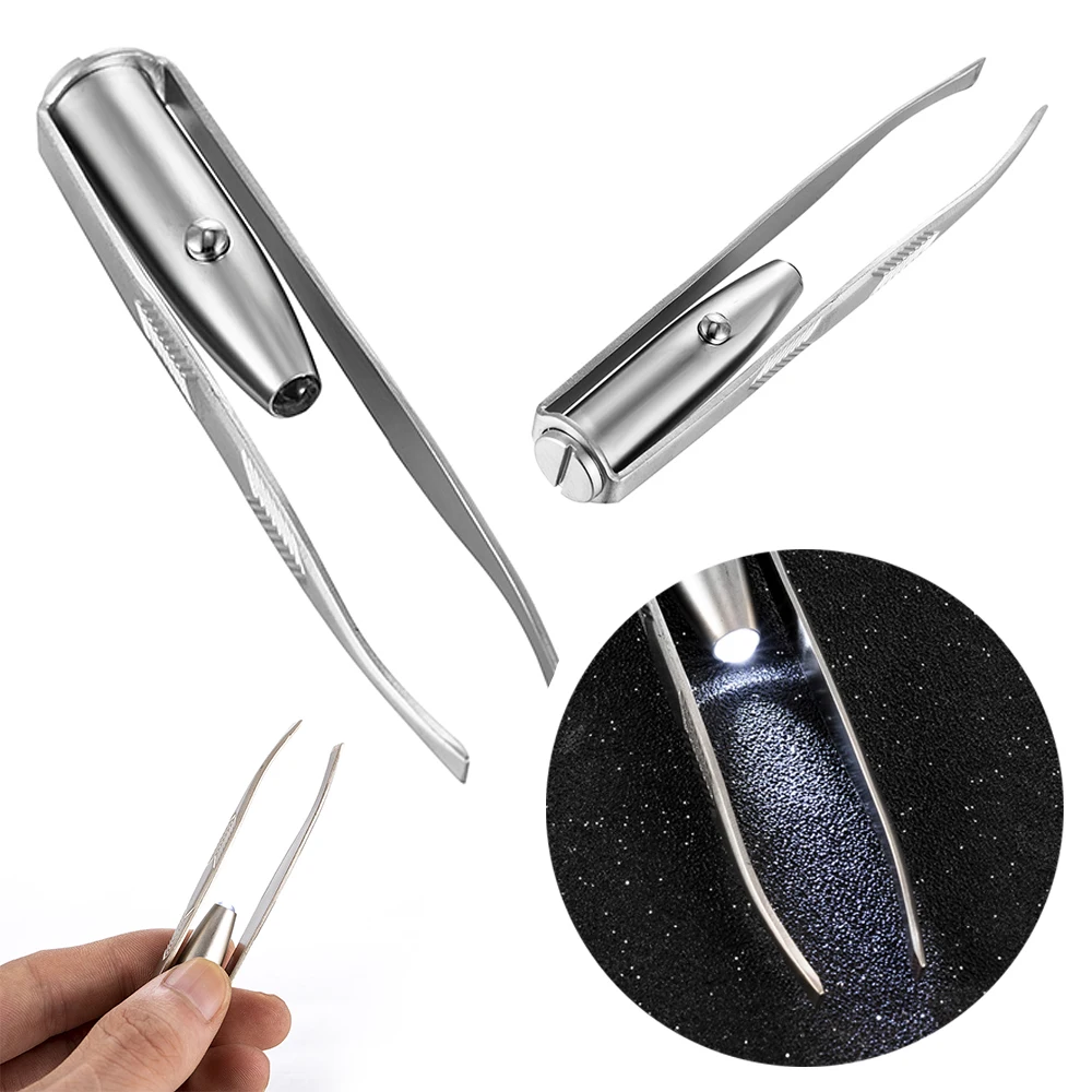 

1 Pcs Led Eyebrow Tweezers Stainless Steel Face Eyebrow Design Eyelashes Remover Tools Light Eyelash Tweezers Beauty Makeup