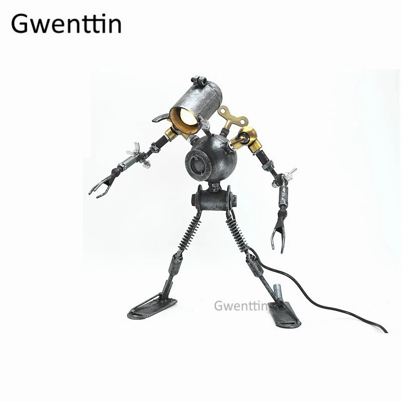 Лофт промышленная труба робот настольные лампы Винтаж Ретро железная