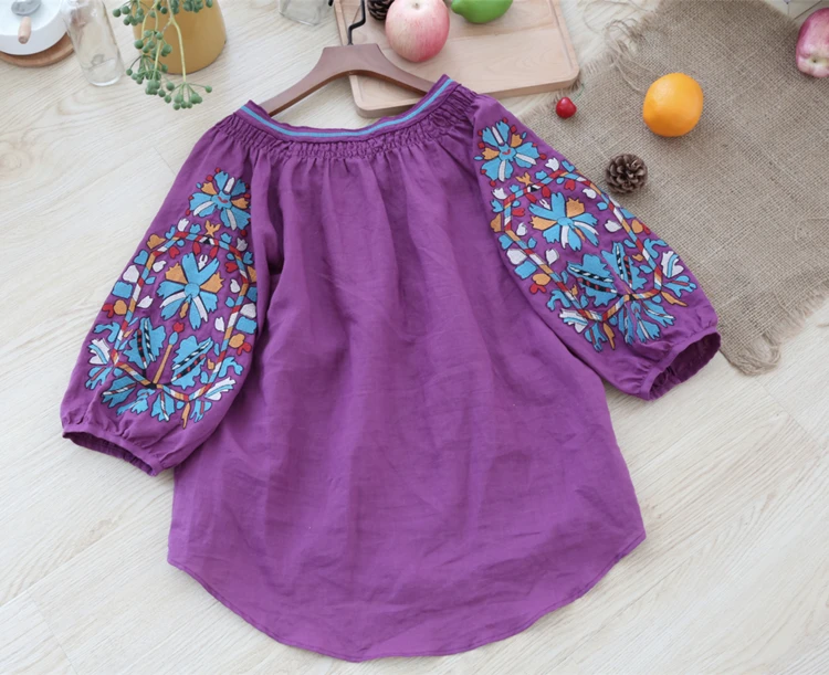 Рубашка женская оверсайз из хлопка и льна Свободная Повседневная Туника в