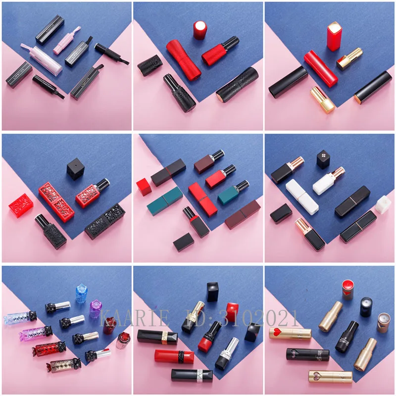 

10/30/50pcs Black Pink Ribbon Round Square Dot Snake High-grade Empty Portable Lipstick Tube 12.1mm Lip Balm Bottle Cosmetics
