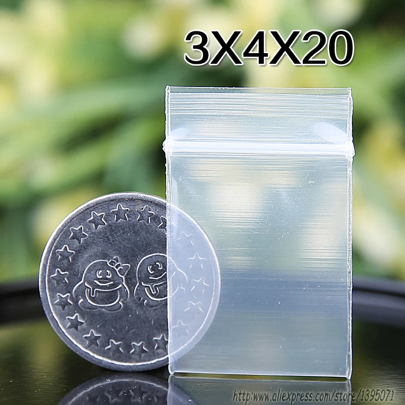 Милые мини 3*4 см пластиковые пакеты для упаковки ювелирных изделий 20C утолщенный