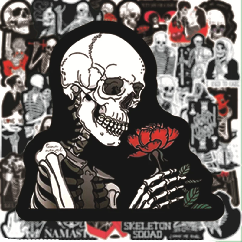 Pegatinas de grafiti para motocicleta, pegatina personalizada de calavera de amor en negro y rojo, cubierta de carrito impermeable, juguete al por mayor, 10/50 unidades/lote-3