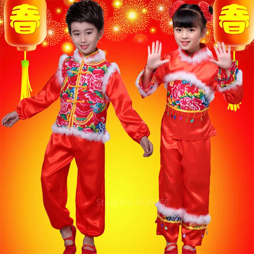 

Chinese Top Red Tang Suit Blouse Traditional Chinese Clothing For Kids Baby Girls Boys Jacket 2021 New Year Clothes Dance Kungfu