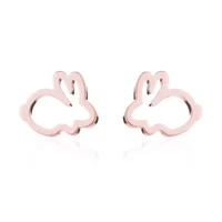 hollow stainless steel cute rabbit bunny earring for girl ear stud fashion jewelry cute animal party anniversary stud earrings