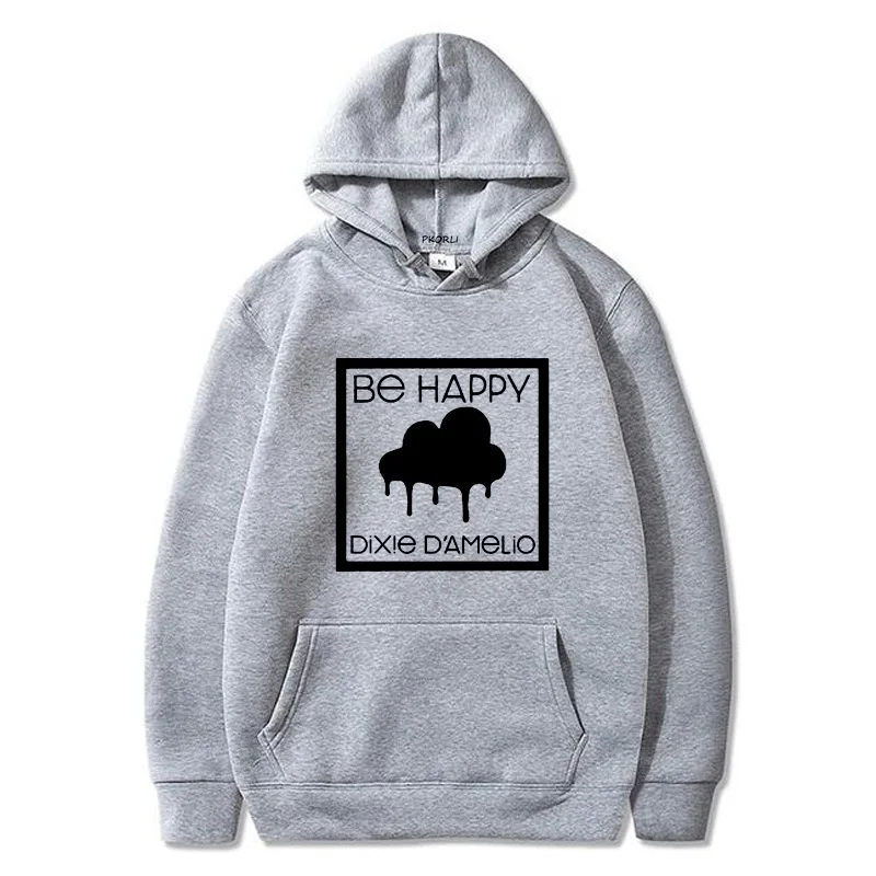 Charli Damelio Men Sweetshirts Streetwear Be Happy Dixie Damelio Men's Hoodies Pullover Tracksuit Winter Male Clothes Sportswear