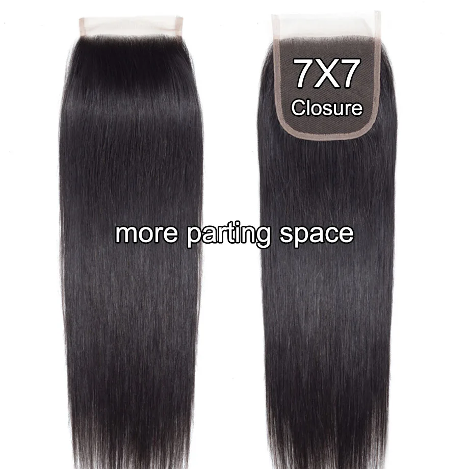 Прямые волосы 4 пряди с закрытием 7x7 на шнуровке перуанские человеческие