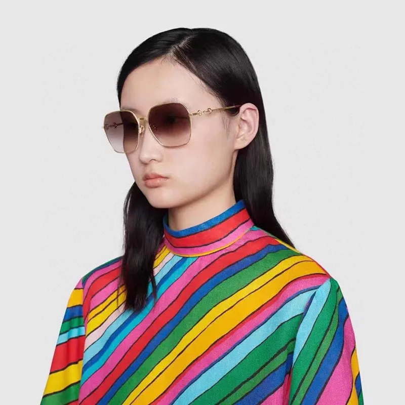 

New 2021 Women g0882 Men Big Face Fashion Square Sunglasses Brand Design Eyeglasses Frame Gradient Lens Eyewear