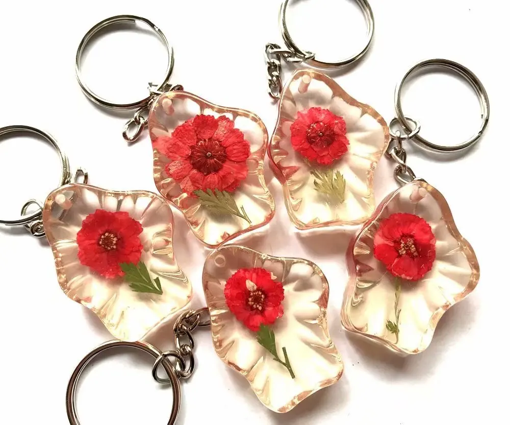

10 pcs Embedded Rare newest color flower plant keychain accessories