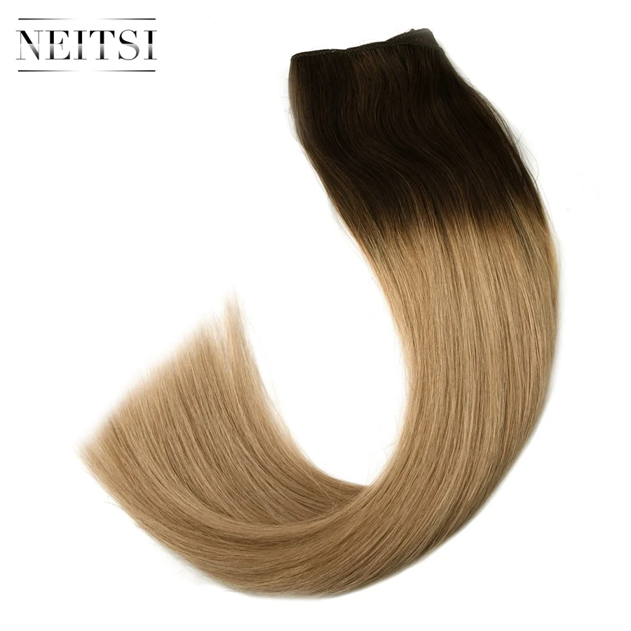 Neitsi прямые человеческие волосы Remy с двойным нарисованным плетением для наращивания, 20 дюймов, 50 см, 100 г/шт., пряди для наращивания, окрашенные волосы с эффектом омбре - Цвет: T4-27-T8-24A