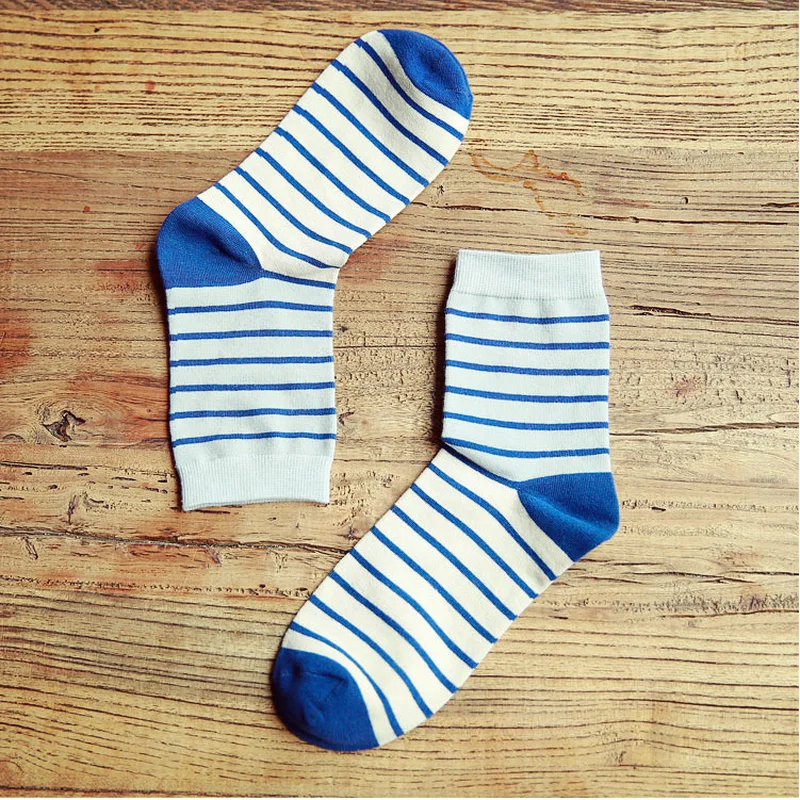 

New Men Colourful Stripe Partchwork Exercise Crew Socks Male Fashion All-Size Business Casual Cotton Breathable Funny Socks