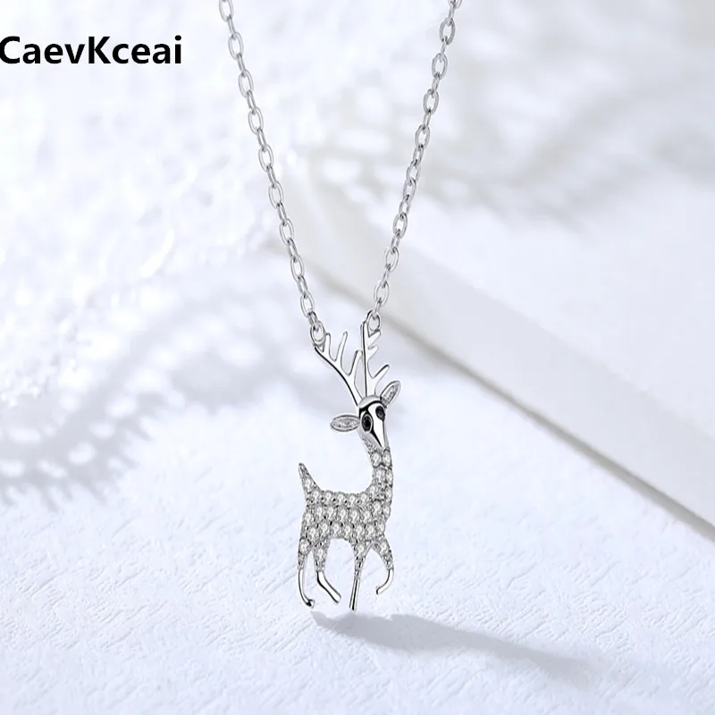CaevKceai Классический 925 стерлингового серебра висячее украшение с оленем ожерелье