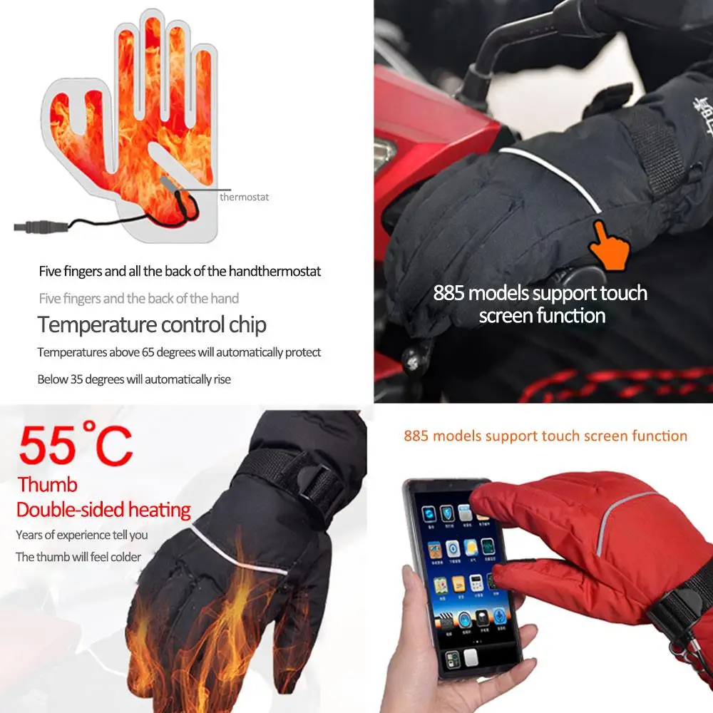 

Control Level Heating Glove Warm Gloves Ski Gloves Battery Electric Camp Heated Hand Clothing Accessories Black Waterproof