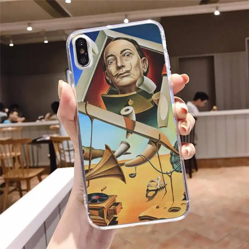 

Salvador Dali Art retro painting Phone Case Transparent for iPhone 6 7 8 11 12 s mini pro X XS XR MAX Plus