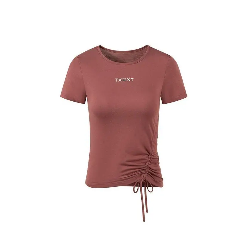 

Women Yoga T-Shirts Quick-Drying Thin Short Drawstring Short Sleeve Running Sportswear Tight Sexy Sports Top Workout Gym Clothes