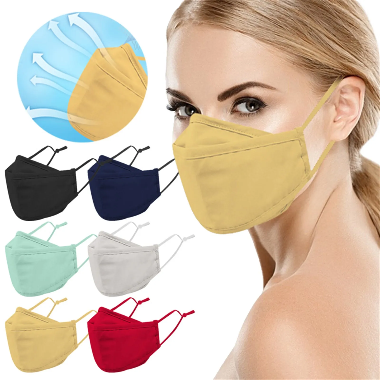 

1PC Adult Mask Ergonomic Design Comfortable Adjustable Ears Hang Unisex Mouth Cover Washable Cotton Fabric Ultrathin Mascarillas