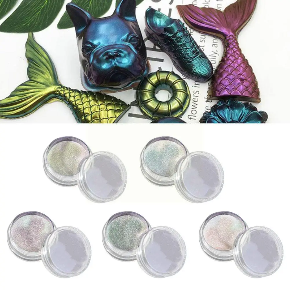 

5 Colors Resin Chameleons Pigment Mirror Rainbow Colorant Chameleon Jewelry Glue Powder Three-color Crystal Resin Epoxy DIY I1A1