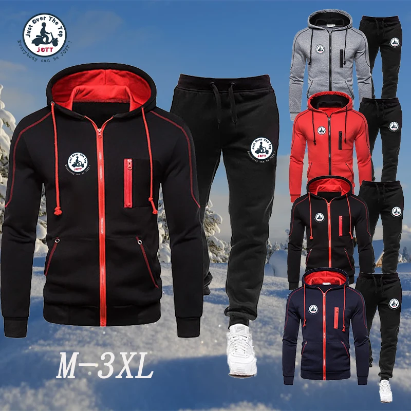 

2 Pieces Sets Tracksuit Fleece Keep Warm Men Hooded Sweatshirt Pants Pullover Hoodie Sportwear Suit Casual Sports Men Clothes